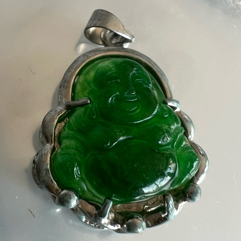 Vintage y2k Buddha jade jadeite pendant